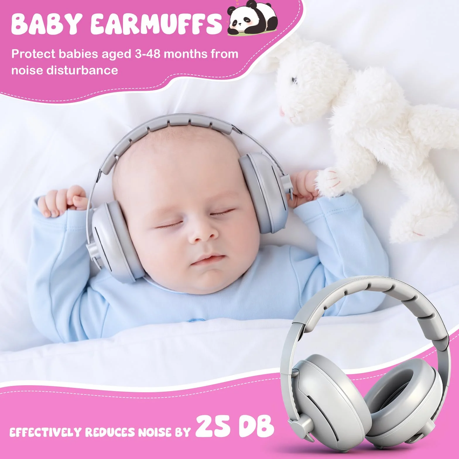 Zocipro 2 en 1 Cascos Bebe Antiruido Protectores Auditivos, Cascos Insonorización Bebé con Cancelación de Ruido y Diadema Ajustable, Cascos para Bebés Antirruido y Auriculares Bebé Antirruido