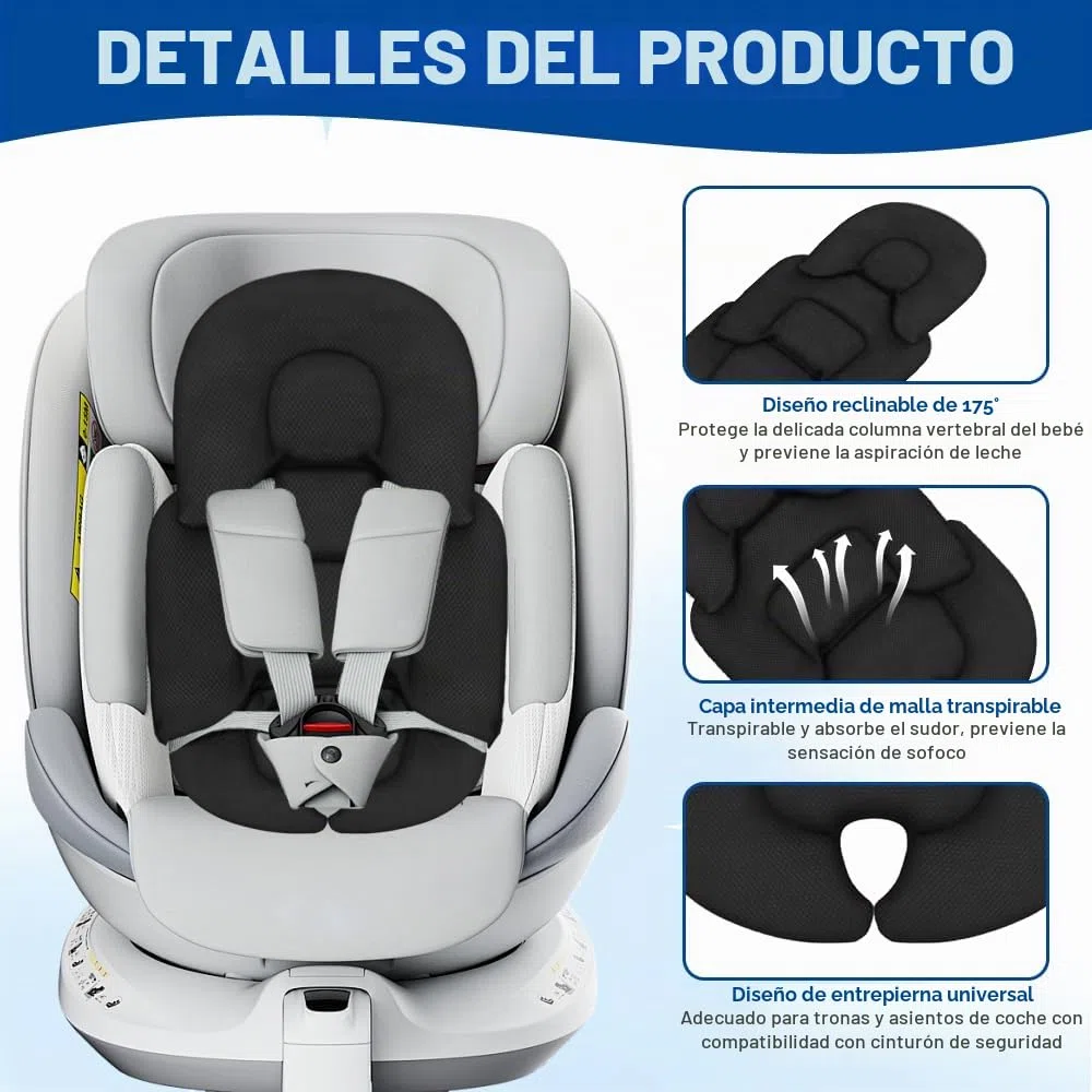 Reductor de Asiento para Bebé Recién Nacido, Genérico Cojín para Asiento de Coche de Bebé, Inserto para Asiento de Coche para bebé, Transpirable y Cómodo, Negro