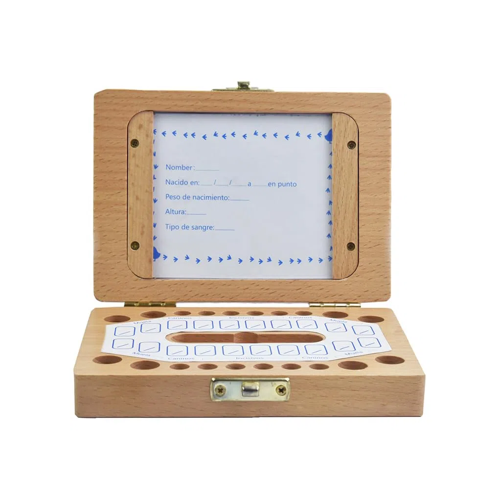 Caja de recuerdos vivos con dientes de leche, organizador para guardar con marco de fotos, tesoro para los próximos años, hecho con Para madera, fácil de usar, España