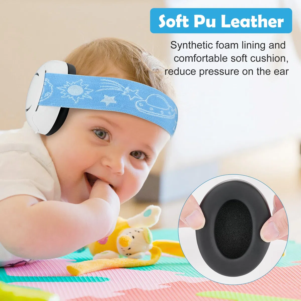Baby Ear Defenders y protectores, protectores para los oídos de los niños con almohadilla suave ajustable para orejas de cancelación de ruido para niños de 3 meses a 2 años 25dB NNR, Verde