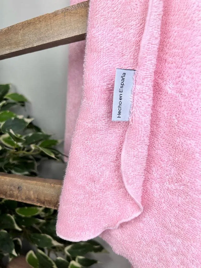Capa de baño para Bebe 100% Algodon 75x75cm .Toalla de baño con Capucha suabe .Regalo recién Nacido. Multiusos.Personalizado con Nombre Bordado (Personalizado Vichy Rosa)