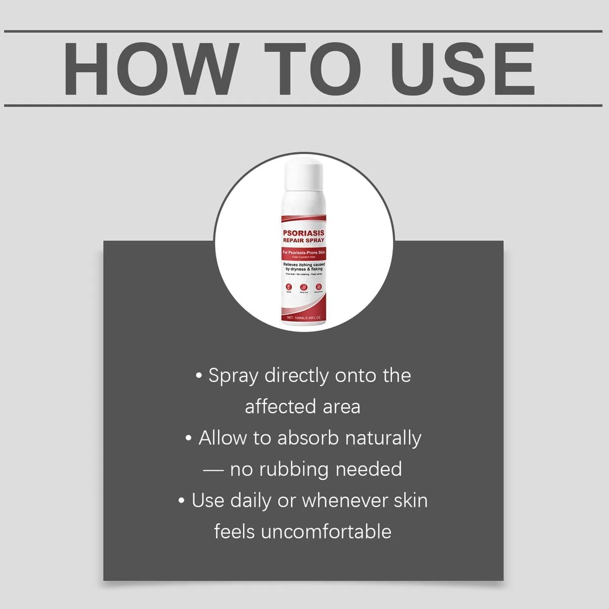 Sprays para el alivio de la psoriasis, Spray para el cuidado de la piel, Spray herbal de magnesio para la psoriasis, para todo tipo de piel