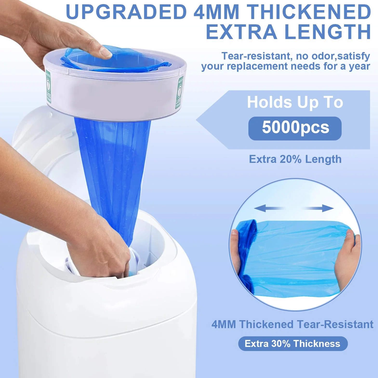 Recambios Compatible con Tommee Tippee 14 Piezas,Longitud Extendida, Engrosada Recambio Papelera Pañales Compatible con Tommee Tippee,Angelcare, Foppapedretti,LitterLocker, etc.