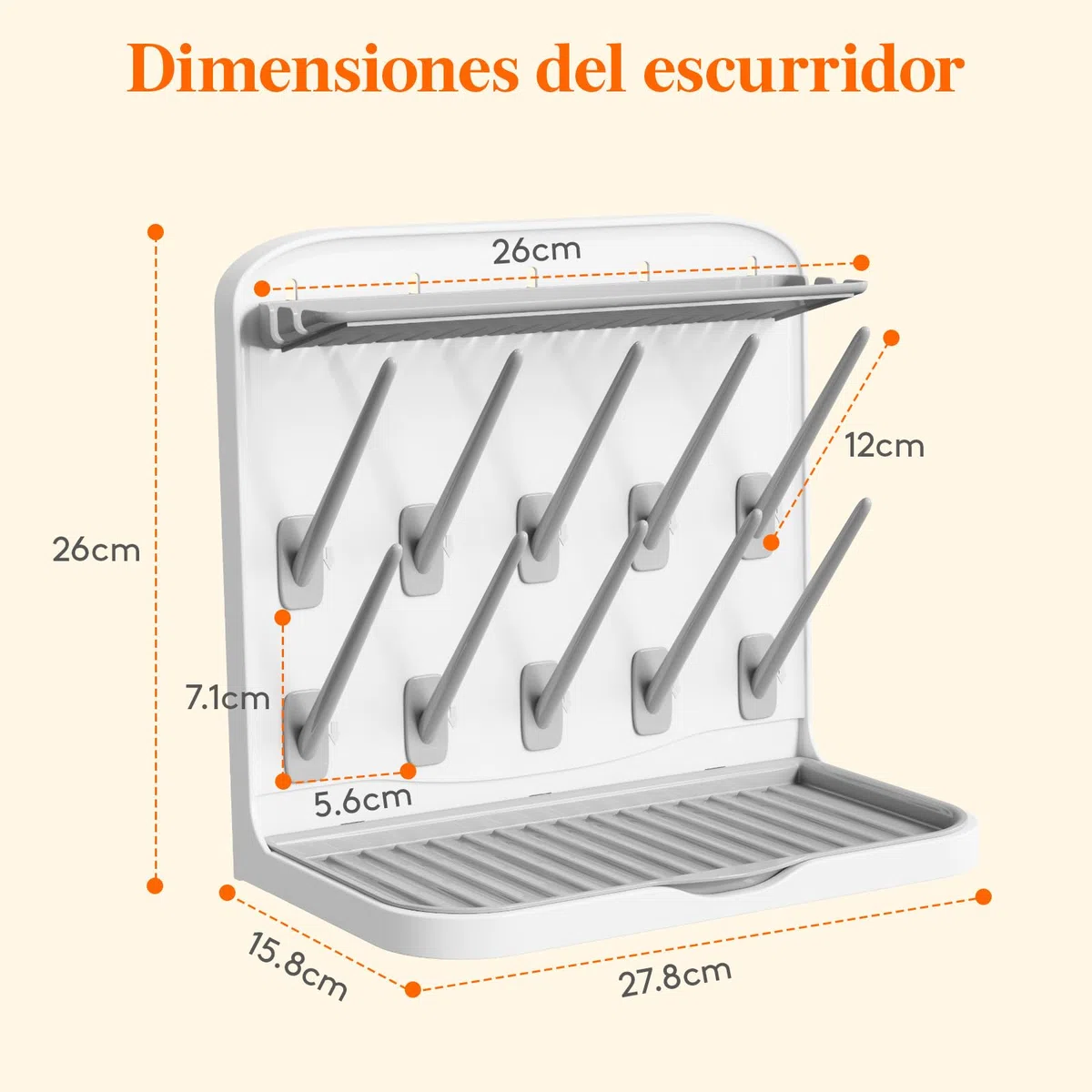 Lifewit Escurridor Grande para Biberones, Escurridor Vertical con 10 Ganchos y Caja ExtraíBle para Tetinas, Apto para Pajitas a PresióN y Accesorios para Sacaleches