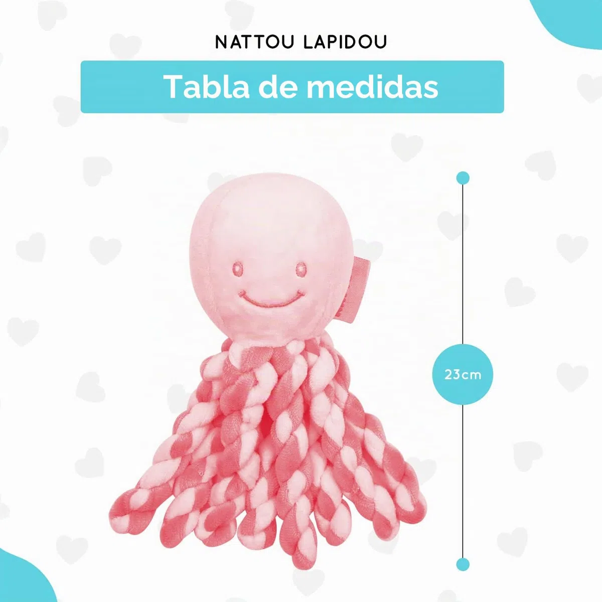 Nattou Peluche de Pulpo, Para recién nacidos y prematuros, 23 cm, Rosa