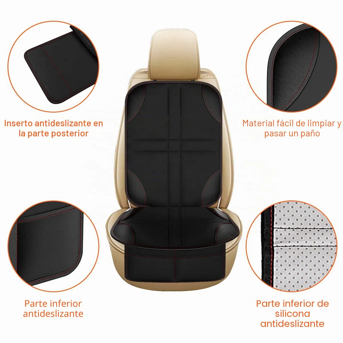 2 Piezas Protector Asiento Coche Silla Bebe, Universal Funda Coche Asiento Compatible Isofix con Organizador Bolsillos, Antideslizante Impermeable Protector Seguro para Asiento Infantil