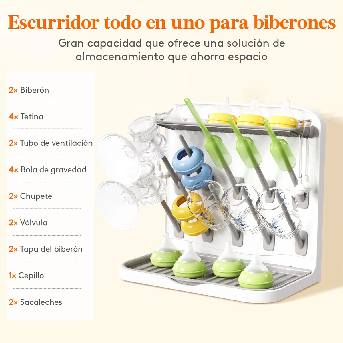 Lifewit Escurridor Grande para Biberones, Escurridor Vertical con 10 Ganchos y Caja ExtraíBle para Tetinas, Apto para Pajitas a PresióN y Accesorios para Sacaleches