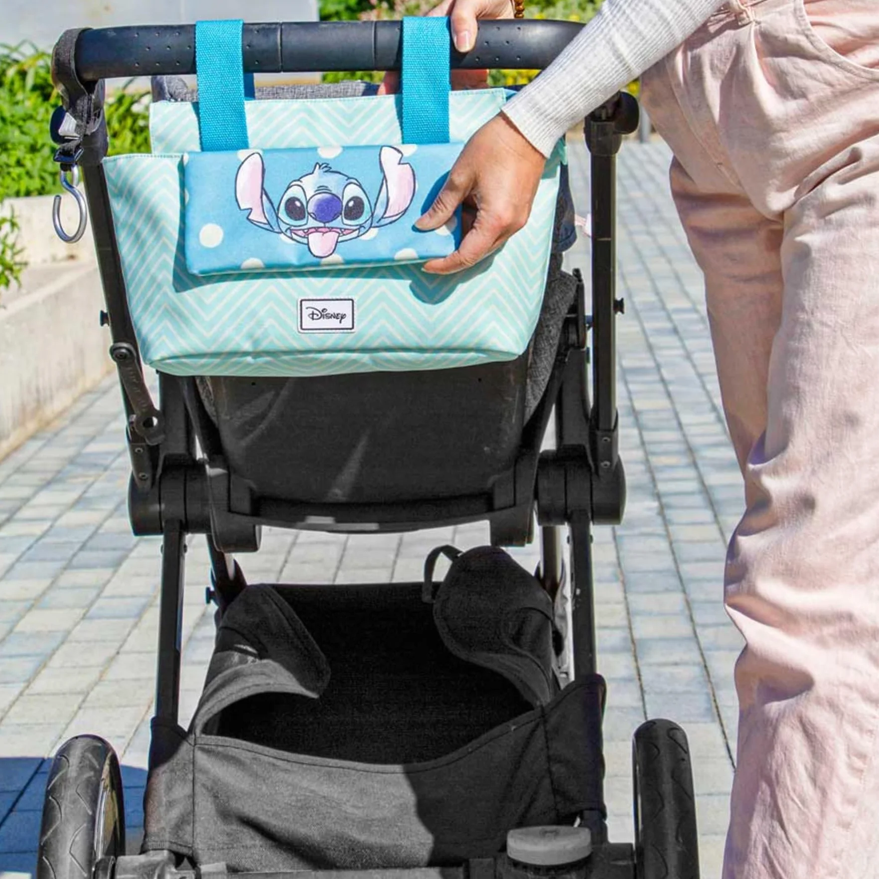 Disney Lilo y Stitch Lovely-Bolso Organizador Carro Bebé Hamper Mommy, Azul, 39 x 24 cm, Capacidad 10 L