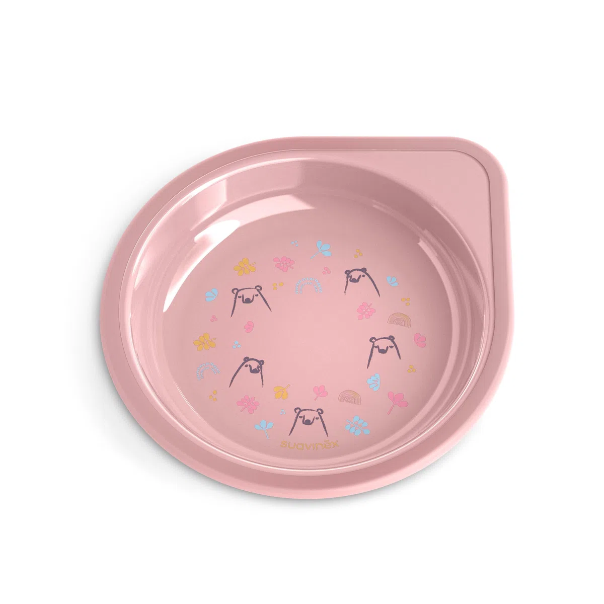 Suavinex, Vajilla para Bebés, Set de Platos de Aprendizaje, +6 Meses, Vajilla Infantil Apta Para Lavavajillas y Microondas. Incluye: Vaso + Plato Llano + Bol + Cuchara. Bears Rosa