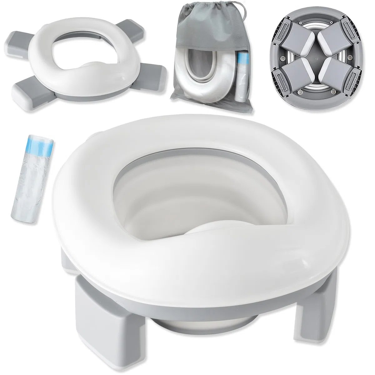 ALMAR Baby Orinal portátil para niños reductor de wc plegable bebes asiento inodoro compacto con bolsas orinal infantil adaptador wc compacto