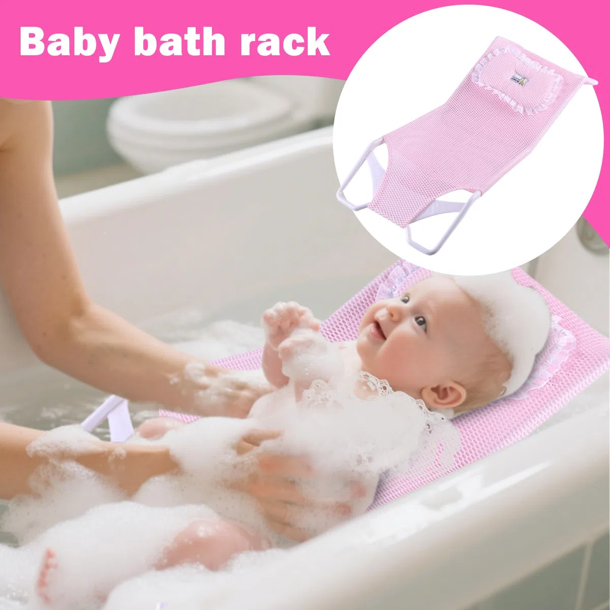 Red de soporte para asiento de baño de bebé, cojín de malla para bañera de bebé, cómodo y transpirable, alfombrilla de ducha para recién nacidos de 0 a 6 meses