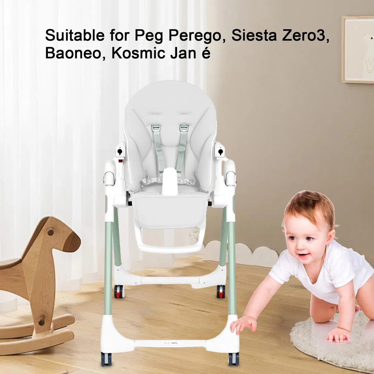Cojín Para Trona De Bebé, Funda Trona Funda De PU Para Trona De Bebé, Funda Para Comedor Para Bebé, Funda Para Silla Repuesto Almohadilla De Asiento Transpirable,83x40 Cm