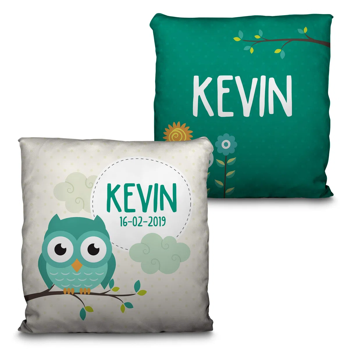 LolaPix Cojín Personalizado niño y niña. Regalo bebé. Regalo Personalizado con Nombre. Fecha/Inicial. Cojín con Relleno Incluido. Varios diseños. Bebé Búho