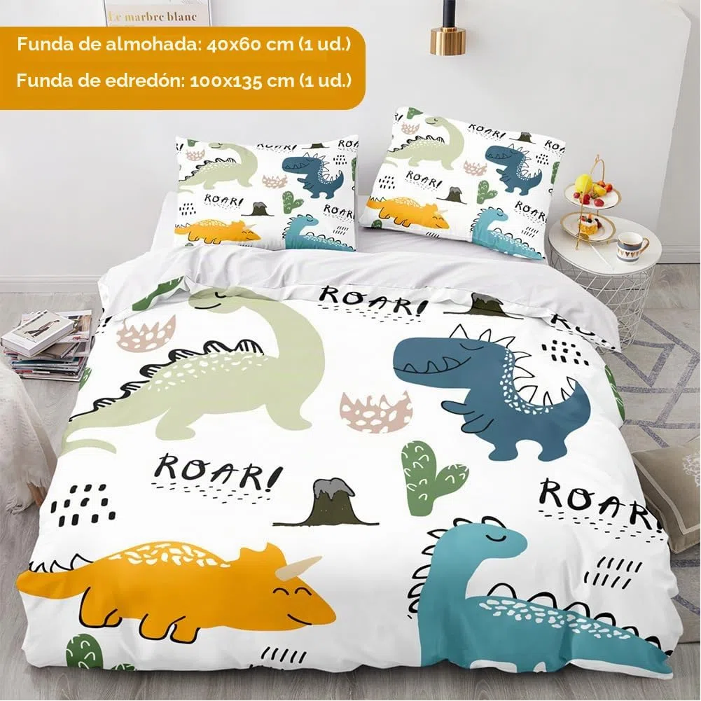 DASIAUTOEM Ropa de Cama Infantil, 100 x 135 cm, Juego Completo para Cuna, con diseño de Animales y Cremallera integrada, Funda de Almohada de 60 x 40 cm