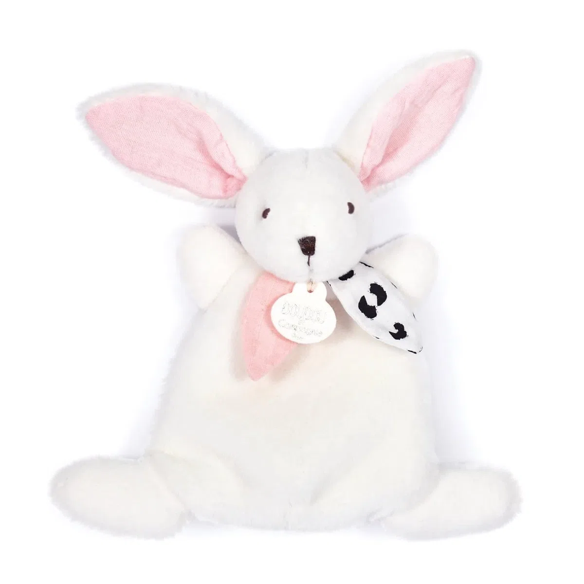 Doudou et Compagnie DC3884 – Peluche de Conejo – Rosa – 17 cm – Colección Happy Doudou – Peluche Suave para bebé – Idea de Regalo – Incluye Caja de Regalo – Lavable – Garantía de Peluche perdido