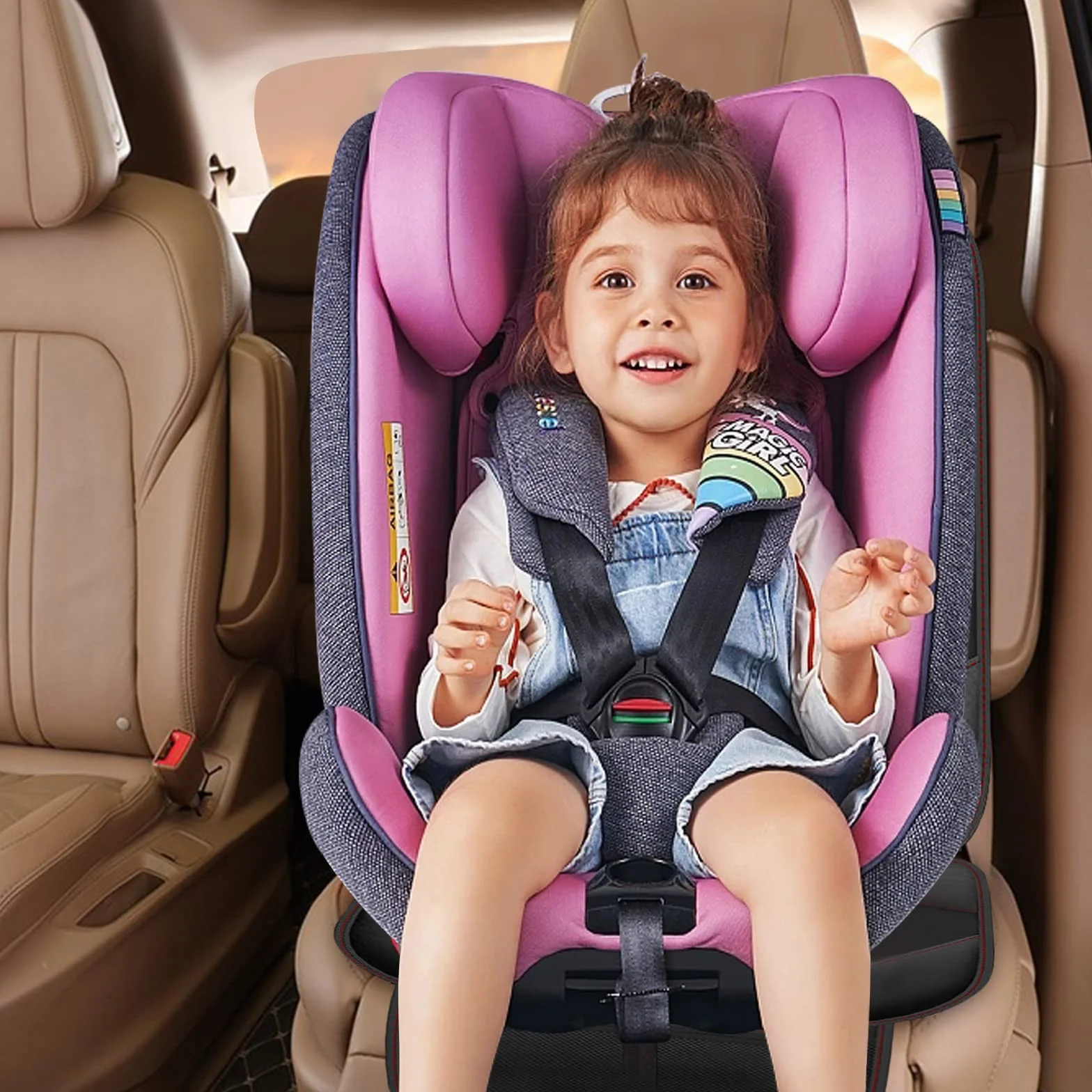 2 Piezas Protector Asiento Coche Silla Bebe, Universal Funda Coche Asiento Compatible Isofix con Organizador Bolsillos, Antideslizante Impermeable Protector Seguro para Asiento Infantil
