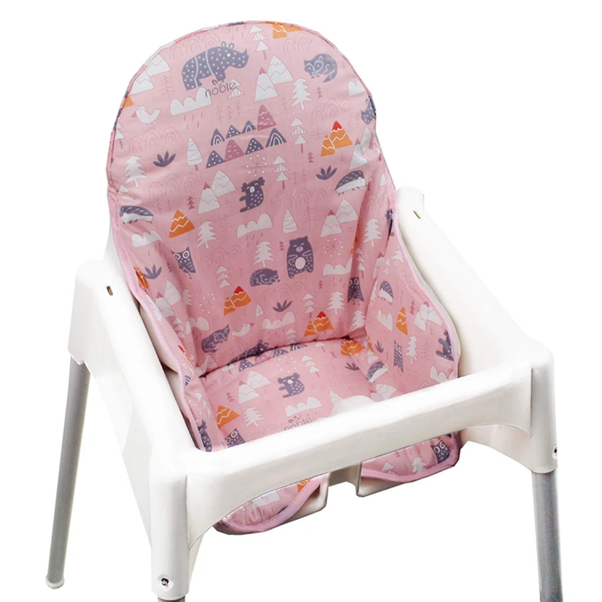 ZARPMA Funda de Algodón para Silla Alta de Bebé, Superficie y Acolchado de Algodón, Patrón Bosque, Plegable, Cojín Infantil para IKEA (Bosque Rosa)