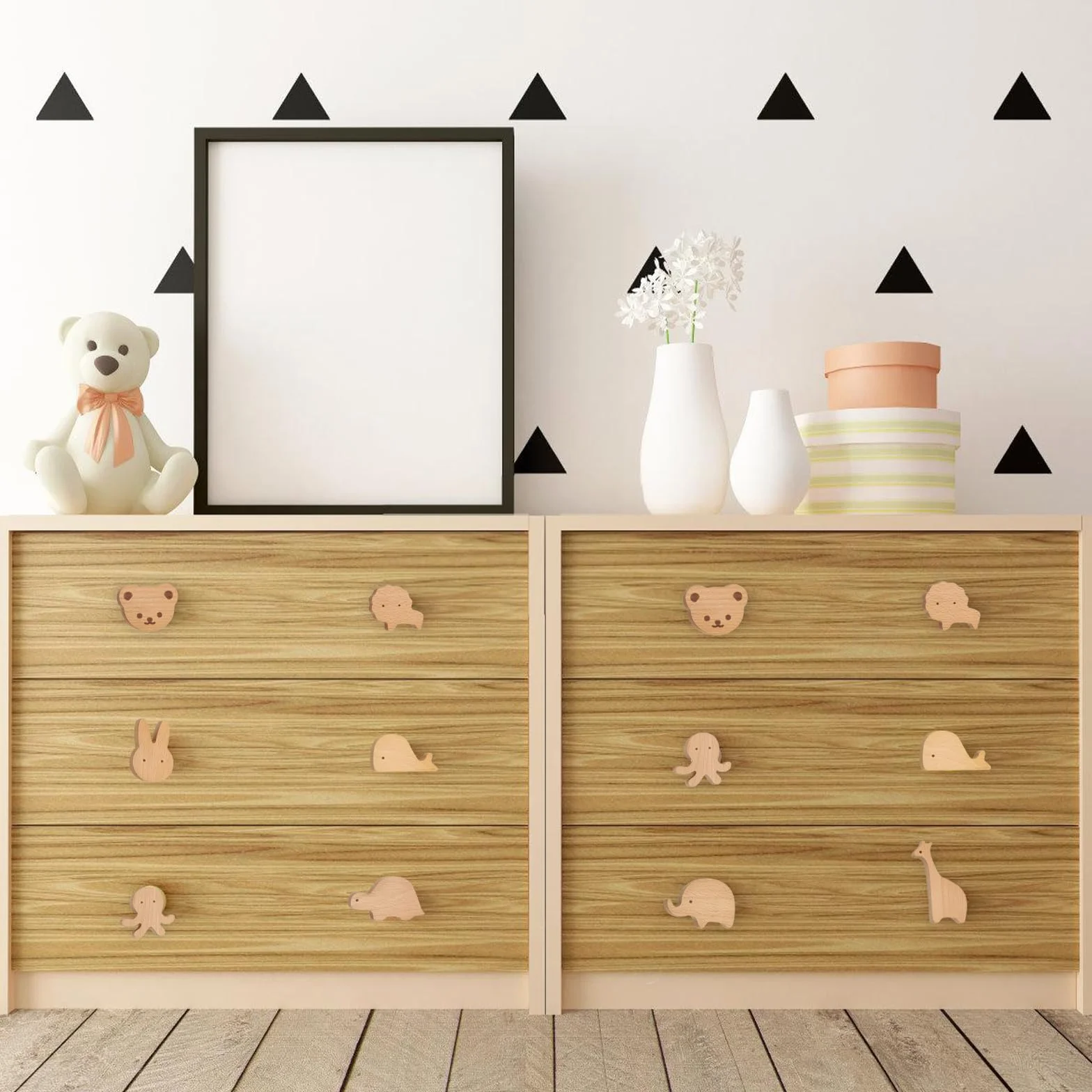 Vaileal Pomos de Madera Para Armario de Habitación Infantil en Diferentes Formas de Animales, Tiradores Para Cajones y Muebles Infantiles