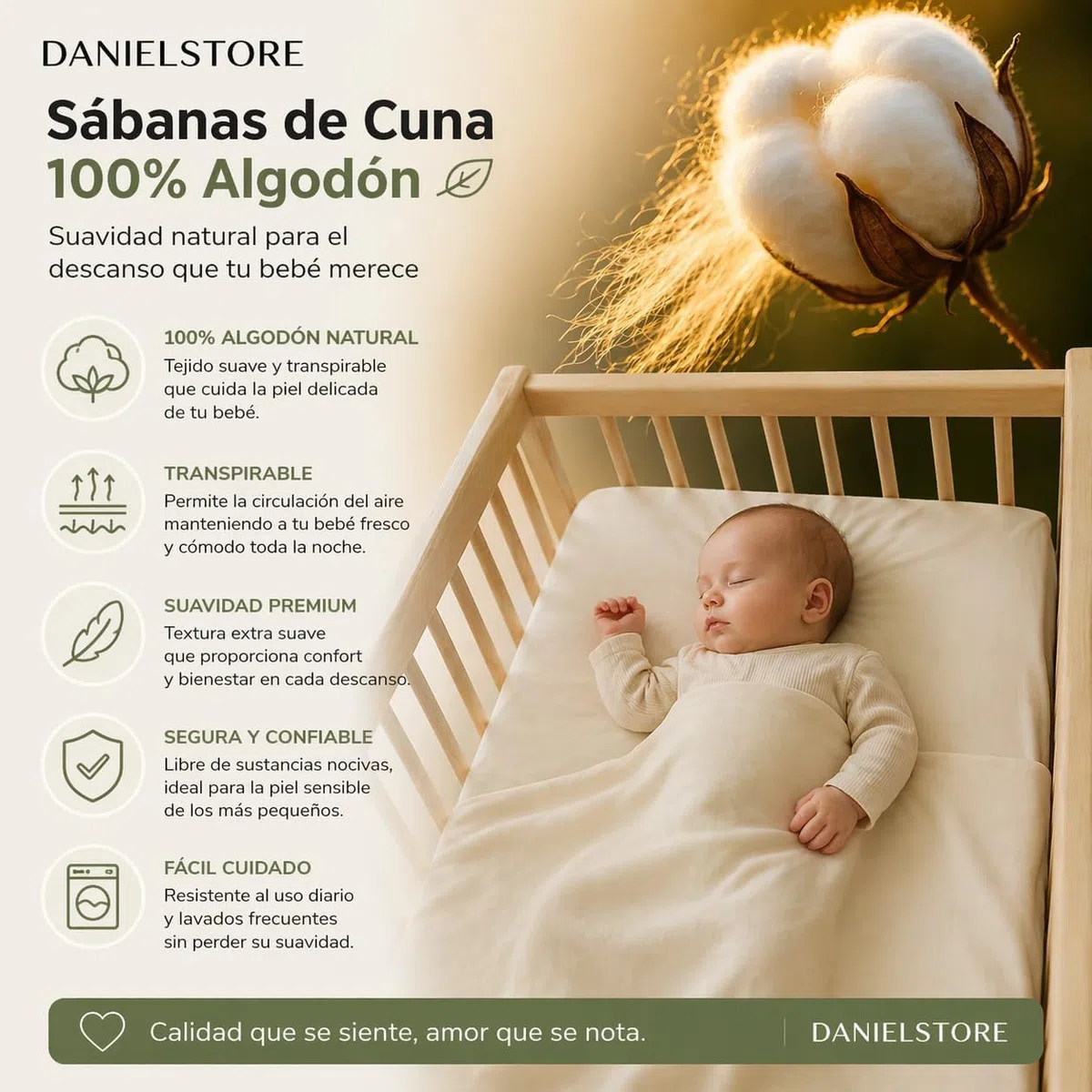 Danielstore Sabanas Cuna 60x120 100% Algodon Set 3 Piezas con Sabana Bajera Transpirable Ajustable Lavable + Funda Almohada Suave Pack para Descanso de Bebes y Recien Nacidos Volamos Baby Rosa