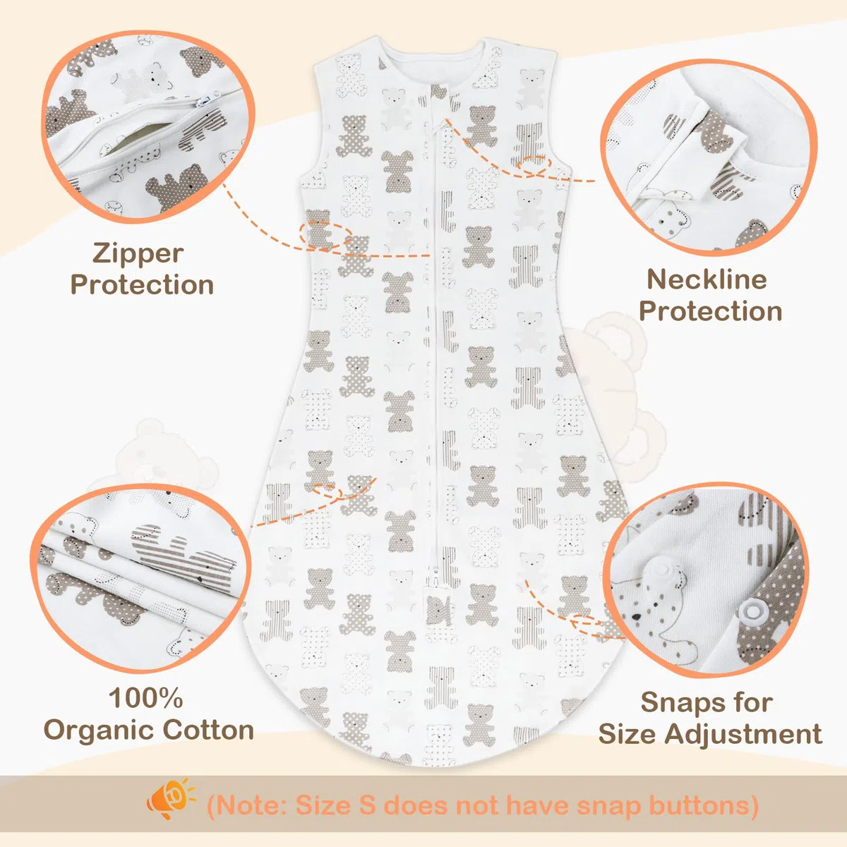 Saco Dormir Bebe Verano, 2Pcs 0.5 Tog Saco de Dormir Bebe Unisex, 100% Algodón Transpirable, Ajustable Saco Bebe, Animales de Dibujos Animados