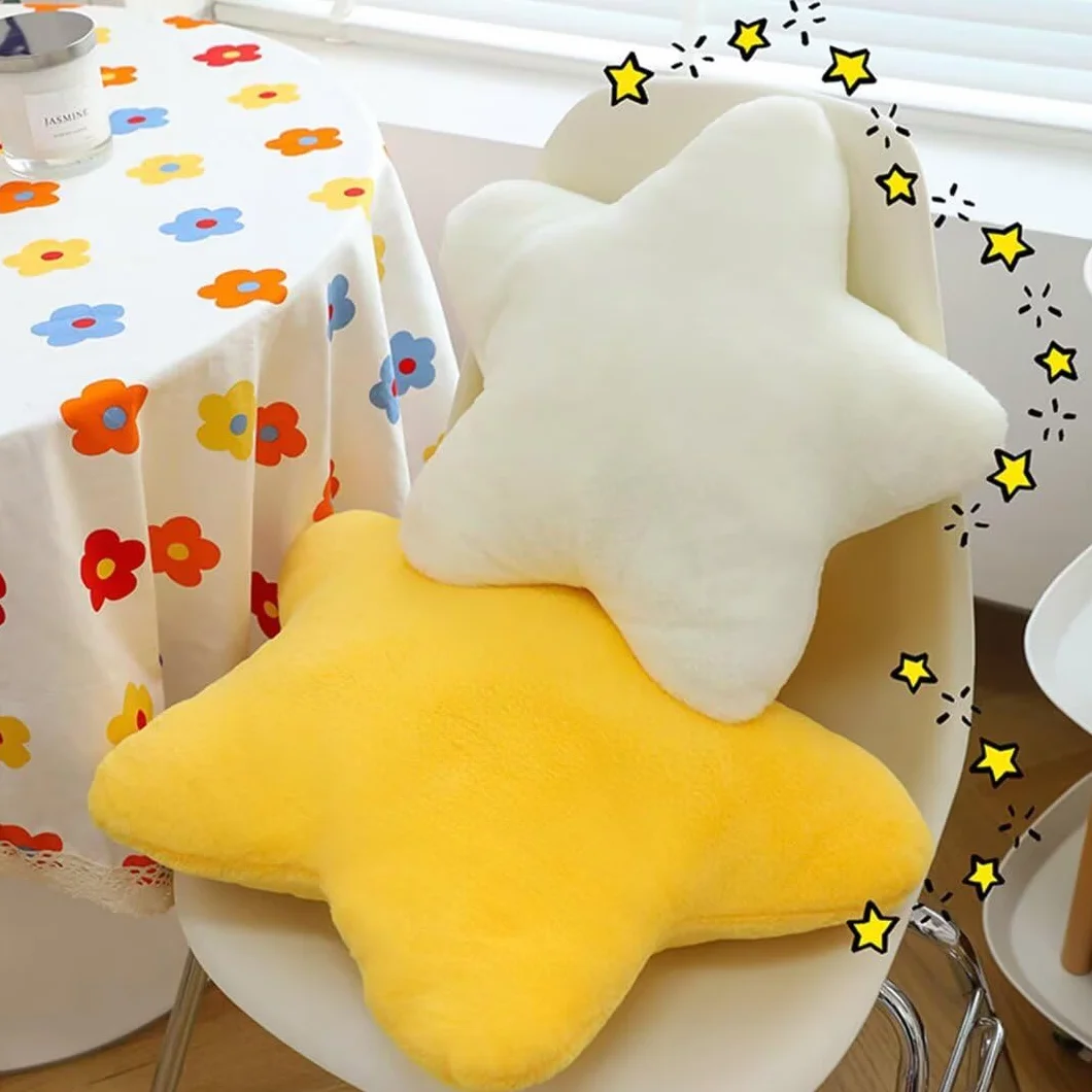 Cojín de felpa para niños, cojín con forma de estrella para niños, cojín suave y esponjoso con estrellas, cojín con forma de estrella para habitación infantil, cojín decorativo para niñas