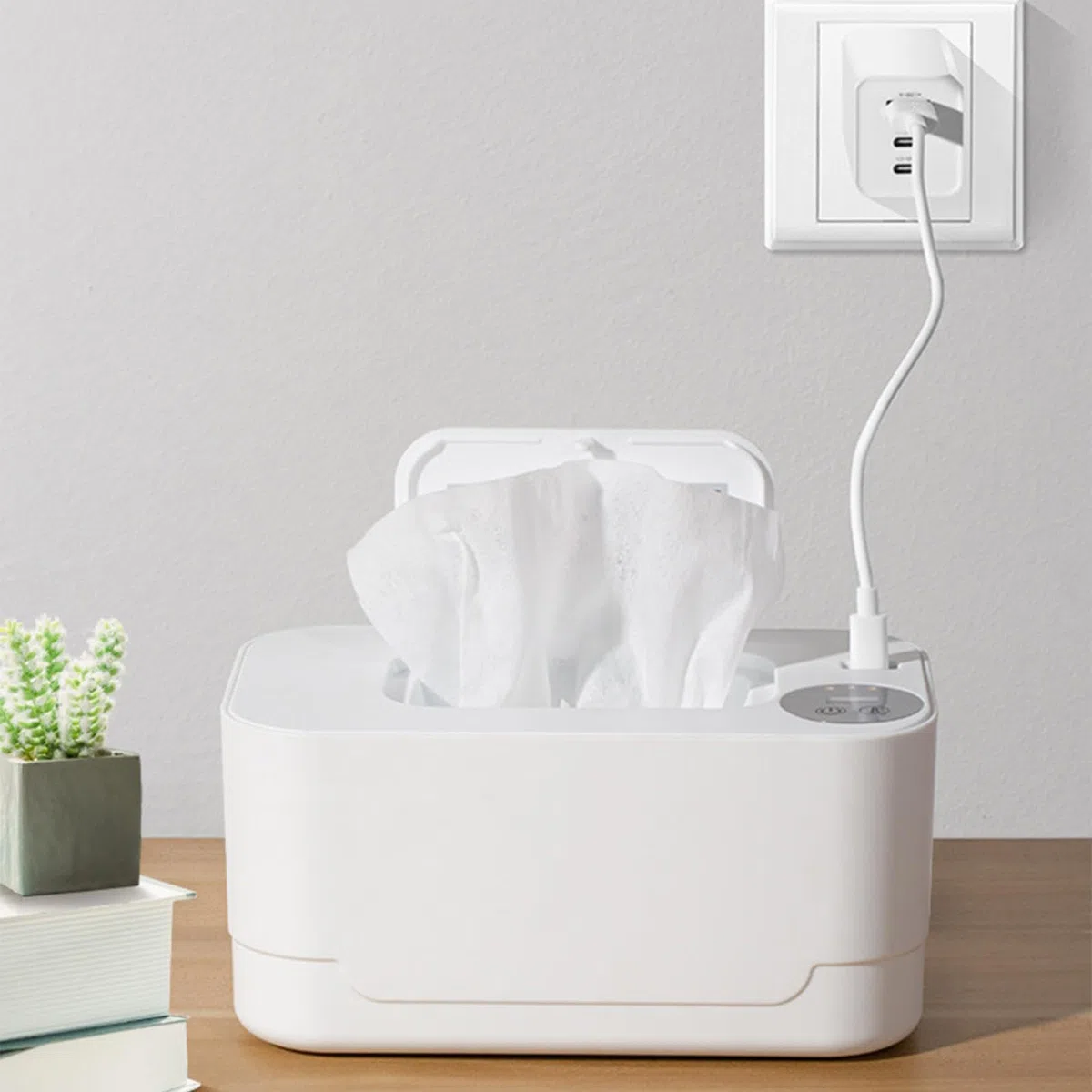Luckxing Calentador de toallitas húmedas – Calentador de toallitas LED USB de calentamiento rápido, dispensador de toallitas para bebé Supplies, inalámbrico, con indicador de temperatura, temperatura
