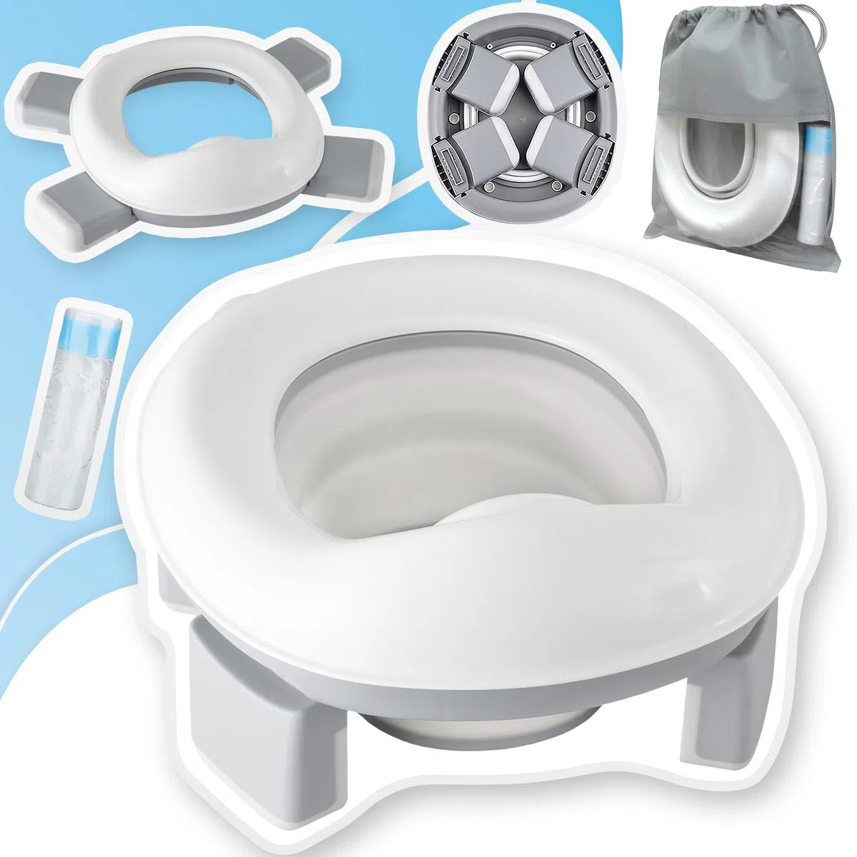 ALMAR Baby Orinal portátil para niños reductor de wc plegable bebes asiento inodoro compacto con bolsas orinal infantil adaptador wc compacto