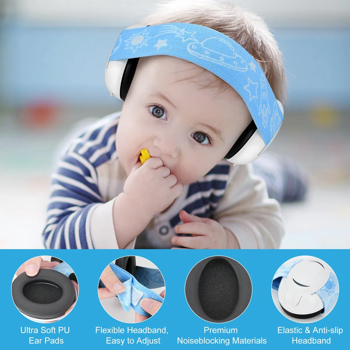 Baby Ear Defenders y protectores, protectores para los oídos de los niños con almohadilla suave ajustable para orejas de cancelación de ruido para niños de 3 meses a 2 años 25dB NNR, Verde