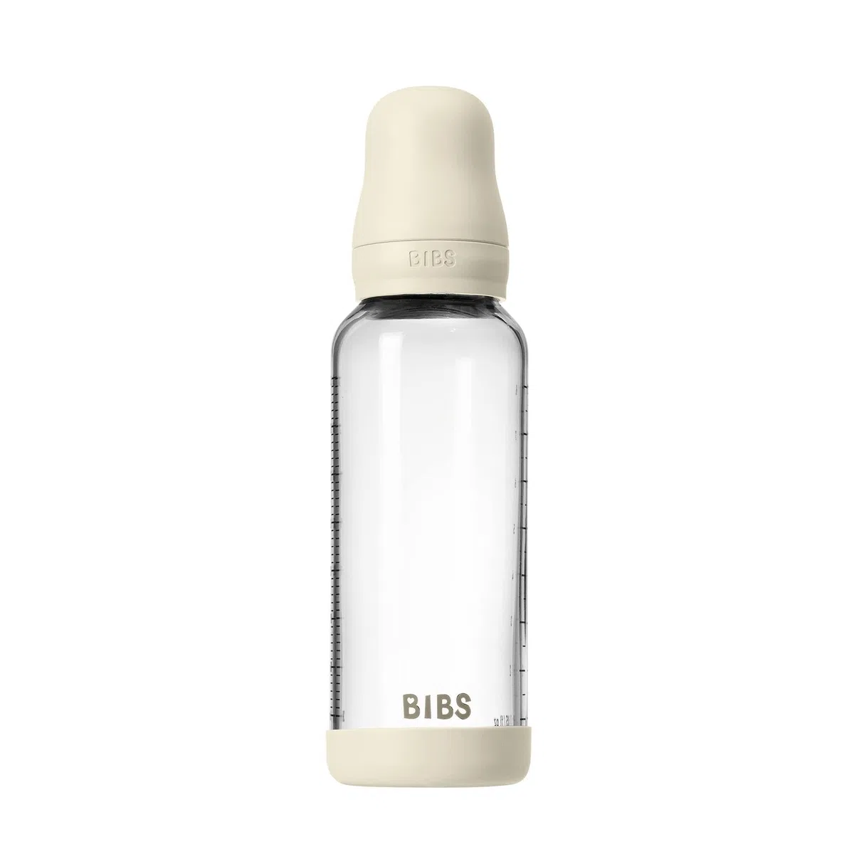 BIBS Baby Glass Bottle. Anticólicos. Tetina redonda de látex de caucho natural. Favorece la lactancia natural, 240ml, Complete Set - Ivory