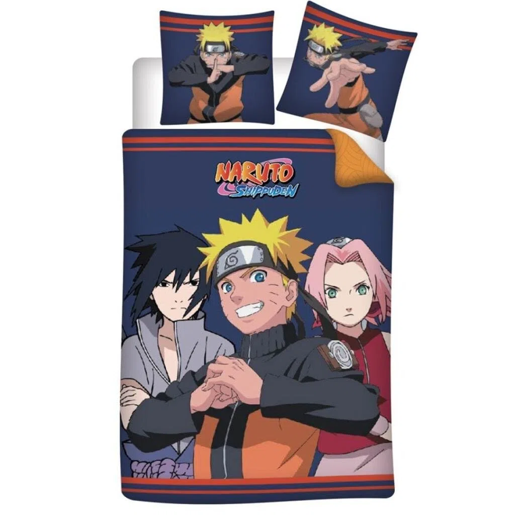 Naruto Funda Nórdica Cama 90 140x200 Algodón Manga Regalo | Ropa de cama reversible | Algodón natural transpirable | Manga oficial | Adolescente | Regalo | Lavable a máquina