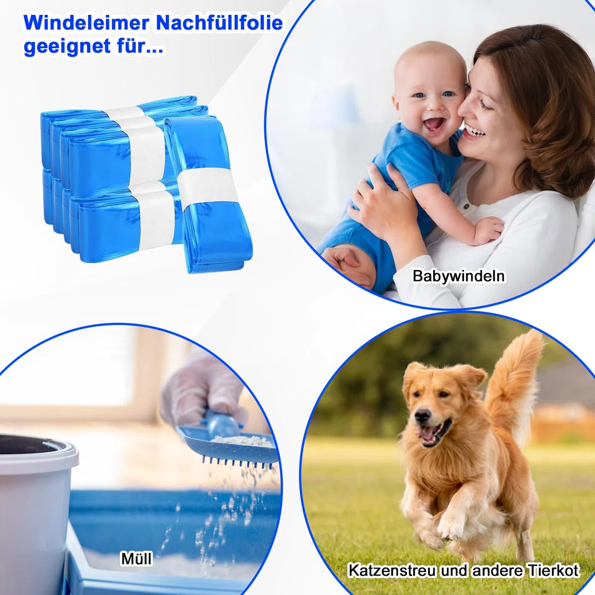 8 unidades de cartuchos de recambio para cubos de pañales, revestimiento de recambio a prueba de olores, compatible con Angelcare, Tommee Tippee, LitterLocker, Littycat y Spross