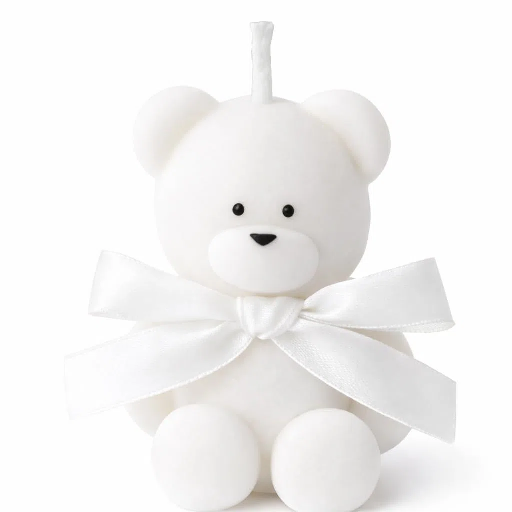 Velas de osito de cera de soja natural hechas a mano-detalle para invitados de bautizo,baby shower o cumpleaños -vela decorativa artesanal (blanco, Vainilla)