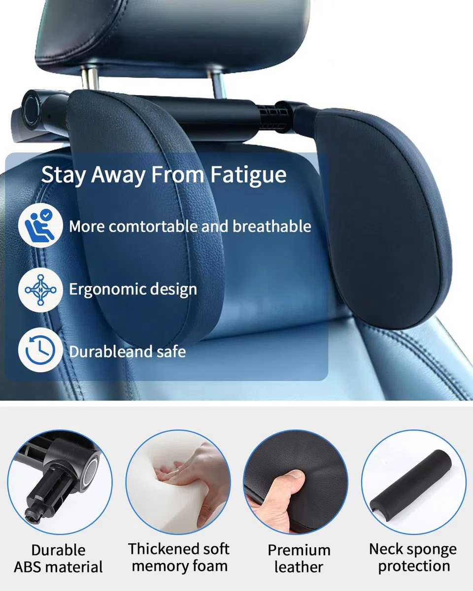 Reposacabezas Lateral Del Coche, Reposacabezas Coche Niño, Soporte Para Cuello Retráctil Extraíble Almohada Del Reposacabezas Coche, Apto Para Niños Adultos Soporte Para La Cabeza.Negro.