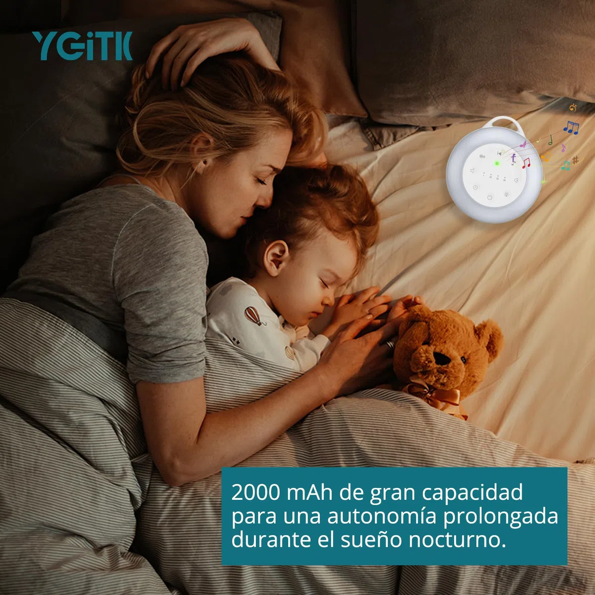Máquina de Ruido Blanco para Dormir Bebé,24 Sonidos Relajantes,Máquina de Sonido Portátil,Variedad de Sonidos Naturales con Luz Nocturna Temporizador para Niños Guardería Sueño Meditación Yoga