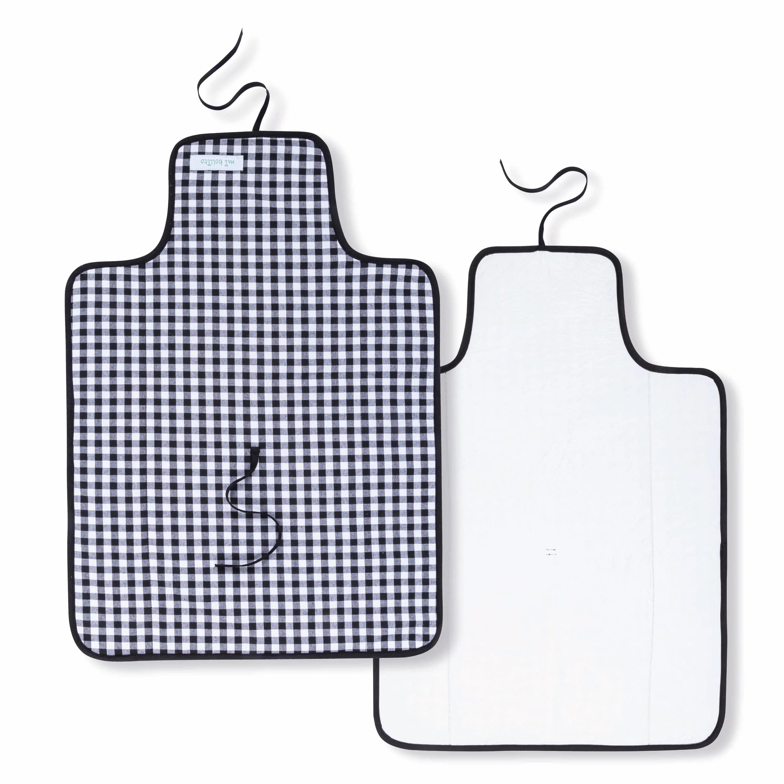 Cambiador de bebé portátil, plegable e impermeable. Tejido vichy. Fácil de guardar en el bolso maternal. Ideal para regalo de recién nacido. (Negro)