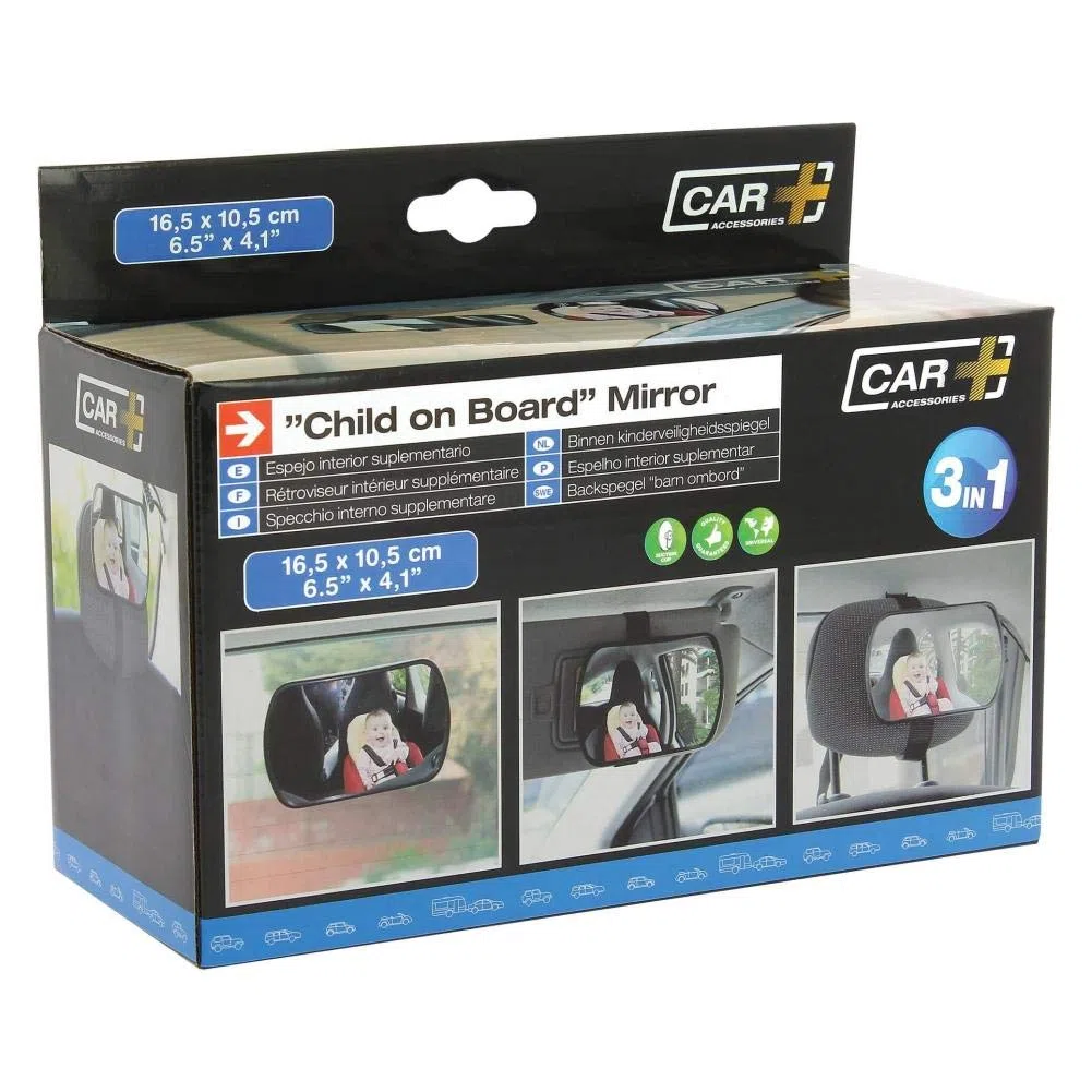 S SUMEX Espejo Retrovisor 3 en 1 para Vigilar al Bebé en el Coche, Ajustable 360º, Apto para los Asientos y el Parabrisas la Vision del Bebe es Amplia y Clara