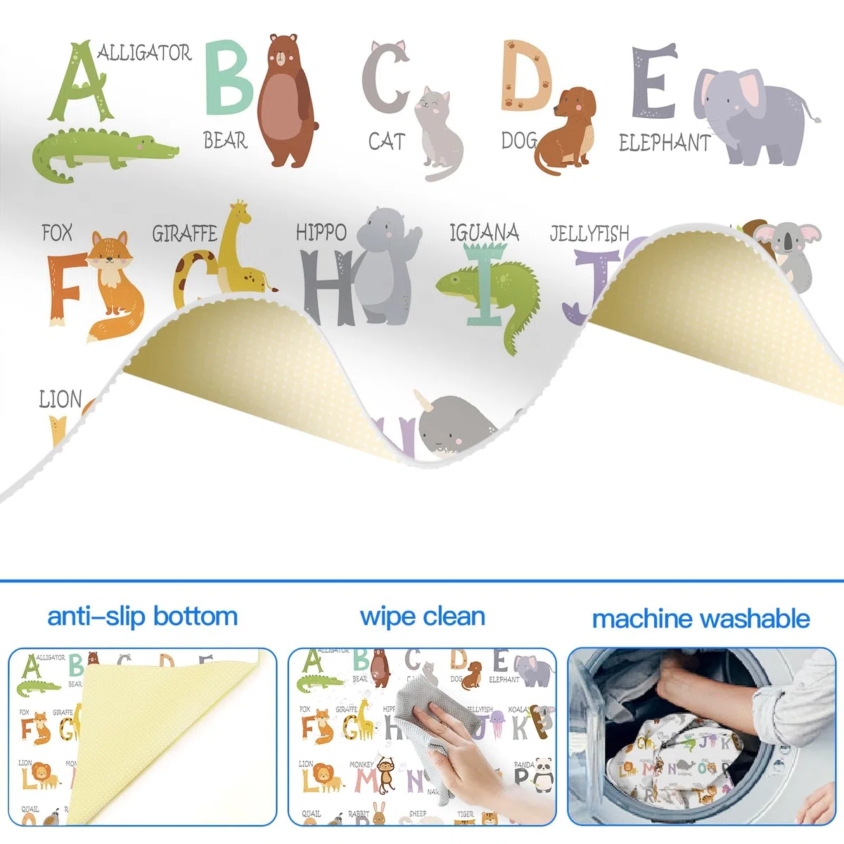Bebé Alta Silla Alfombrilla, 130x130cm Alfombra de Juego Para Niños, Splat Mat Antideslizante y Plegable, Impermeable alfombrilla reutilizable Picnic Manteles, Cubierta protectora de mesa