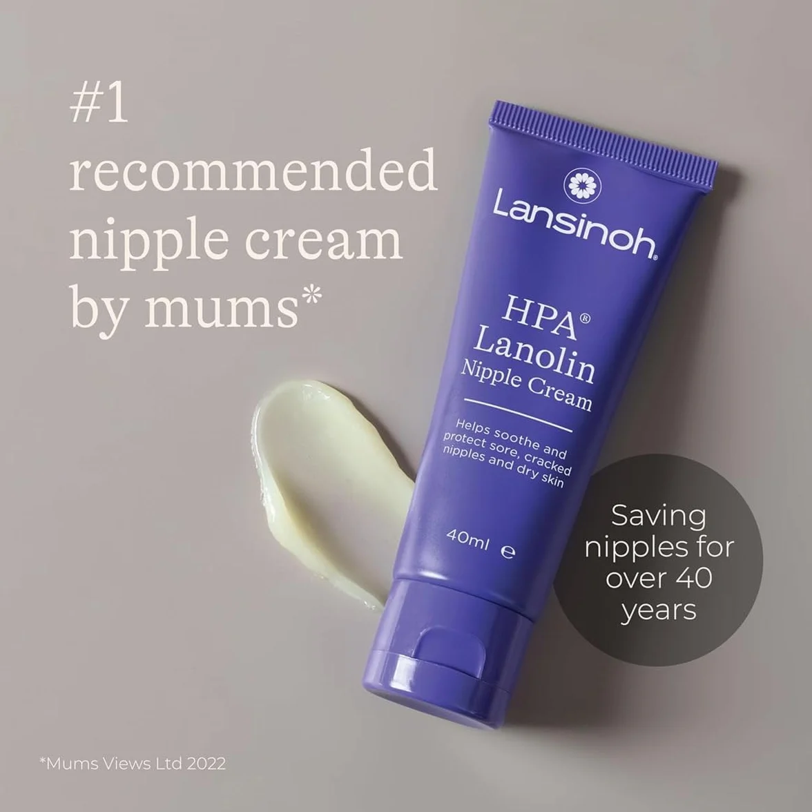 Lansinoh 10161 Crema Lanolina HPA para el Pezón, 40 ml, 100% Natural, Calma y Protege Pezones Agrietados y con Dolor, Multicolor
