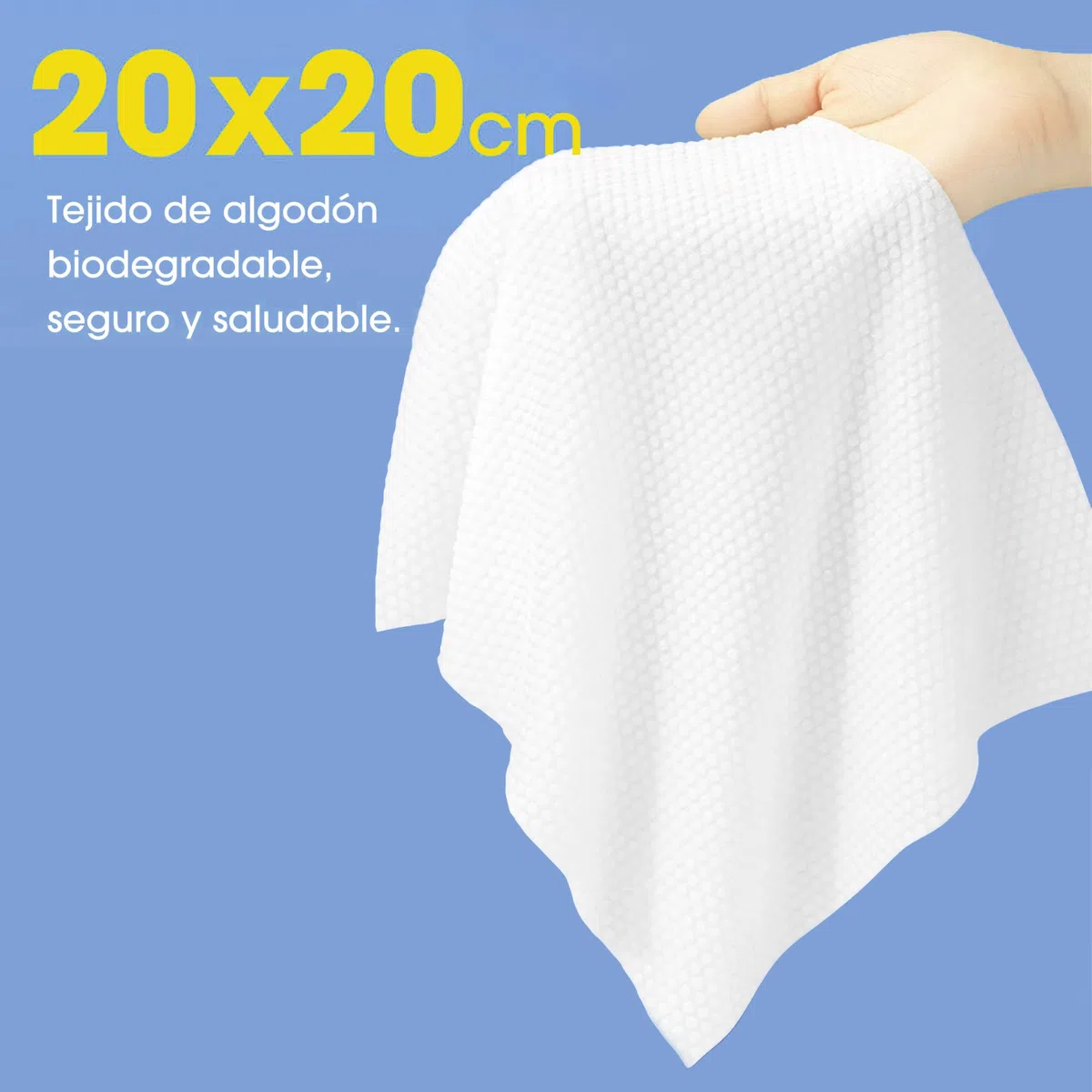BESCH Rollo Toallitas Secas Facial de 100% Algodón Desechables 20x20cm - 216 Toallitas Fibra Algodón Natural para Bebés, Absorbente Biodegradable Reciclable, Super Suave (Paquete de 3)