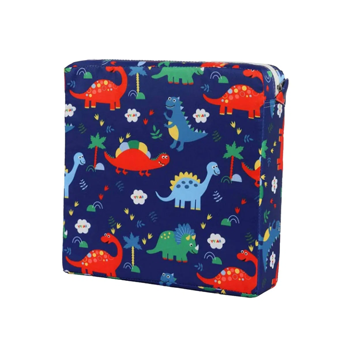Asiento elevador para niños pequeños – PU lavable creciente cojín 4 correas hebilla de seguridad asiento elevador para mesa de comedor, viaje portátil (dinosaurio azul)