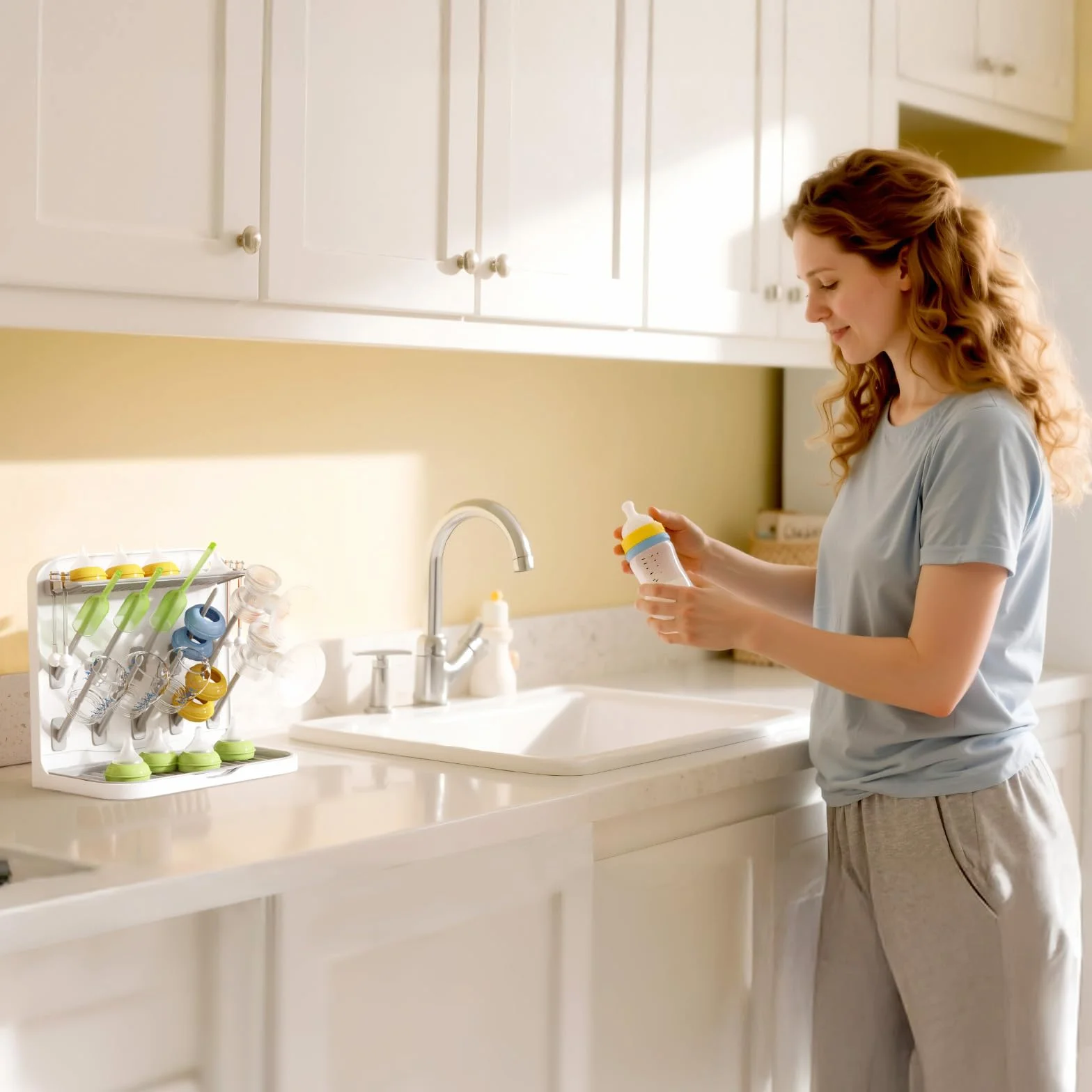 Lifewit Escurridor Grande para Biberones, Escurridor Vertical con 10 Ganchos y Caja ExtraíBle para Tetinas, Apto para Pajitas a PresióN y Accesorios para Sacaleches