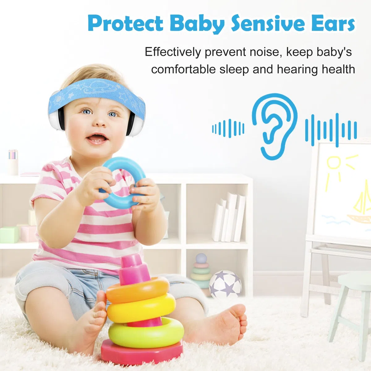 Baby Ear Defenders y protectores, protectores para los oídos de los niños con almohadilla suave ajustable para orejas de cancelación de ruido para niños de 3 meses a 2 años 25dB NNR, Verde