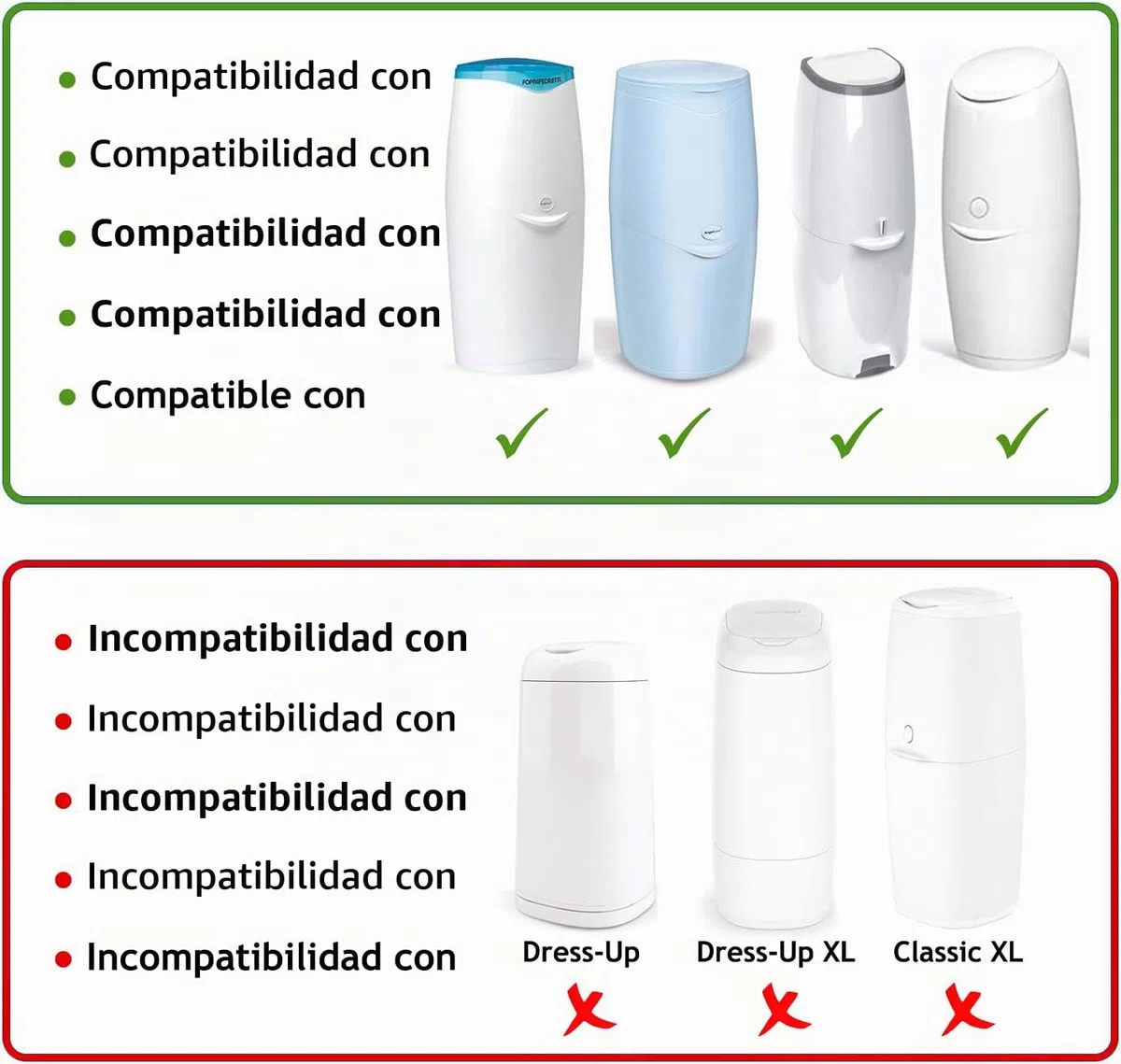 LILNAP - 4 Recambios compatible con el contenedor de pañales Angelcare - recarga multicapa con tratamiento EVOH antibacteriano (nuevo modelo)