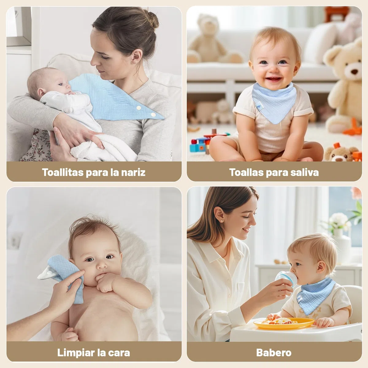 Bavoirs Bébé,12PCS Bébé Mousseline Foulard Bandana,écharpe TriangulaireBébé,BébéMousseline Foulard Bandana,Coton Doux Nouveau Né Bavoirs Réglables Pour Garçons et Filles Bave Dentition
