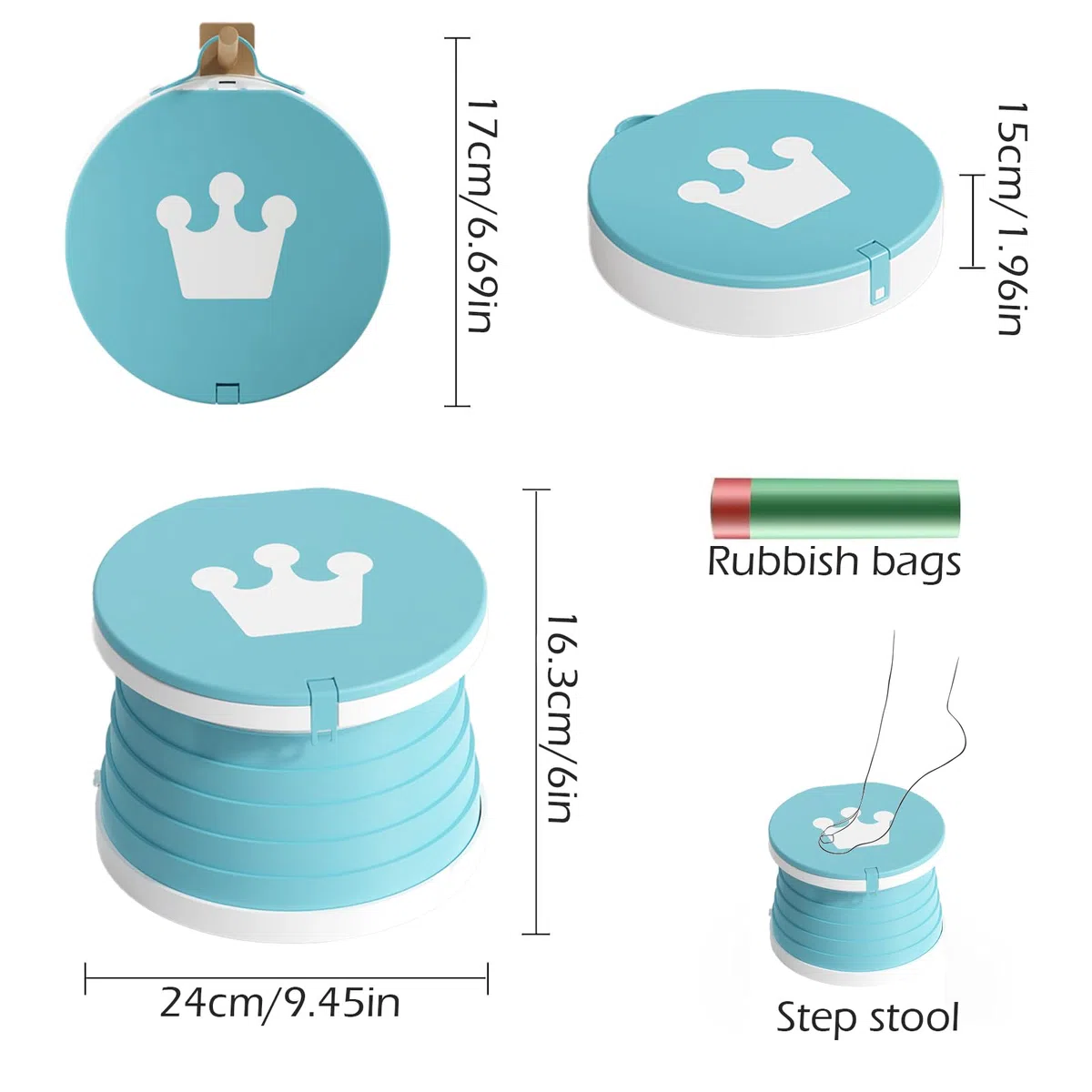 Orinal plegable para bebé con 15 insertos – colgante y apto para coche para viajes, entrenamiento de orinal para niños y niñas