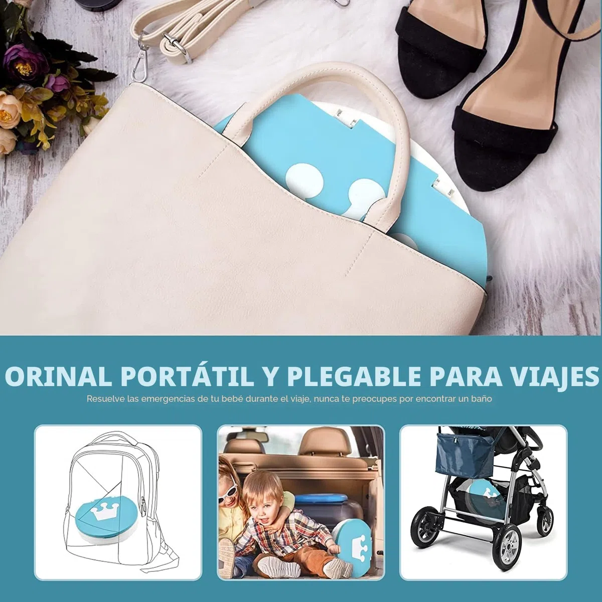 Orinales Infantiles Orinal Portatil Plegable Niños 1-3 Años WC Vater Portatil para Niños Bebé Inodoro Infantil Plegable Potty Training Asiento para Viaje Camping con 15 Bolsas de Limpieza(Azul)