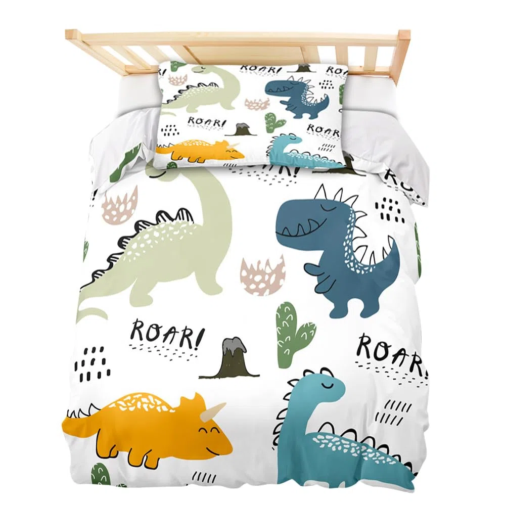 DASIAUTOEM Ropa de Cama Infantil, 100 x 135 cm, Juego Completo para Cuna, con diseño de Animales y Cremallera integrada, Funda de Almohada de 60 x 40 cm