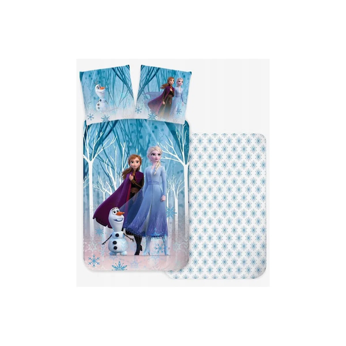 Frozen Bosque Funda Nórdica Bebé 100x135 + Funda Almohada Olaf Elsa Anna | Ropa de cama bebé reversible | Algodón natural suave transpirable | Disney | Niña 0-3 | Cuna | Regalo | Lavable a máquina