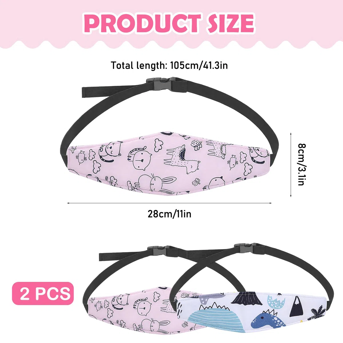 Soporte de Cabeza para Asiento de bebé, 2 Unidades, Almohada Ajustable para Asiento Infantil, Correas para Soporte de Cabeza de bebé para Dormir en el Coche (Estilo 2)