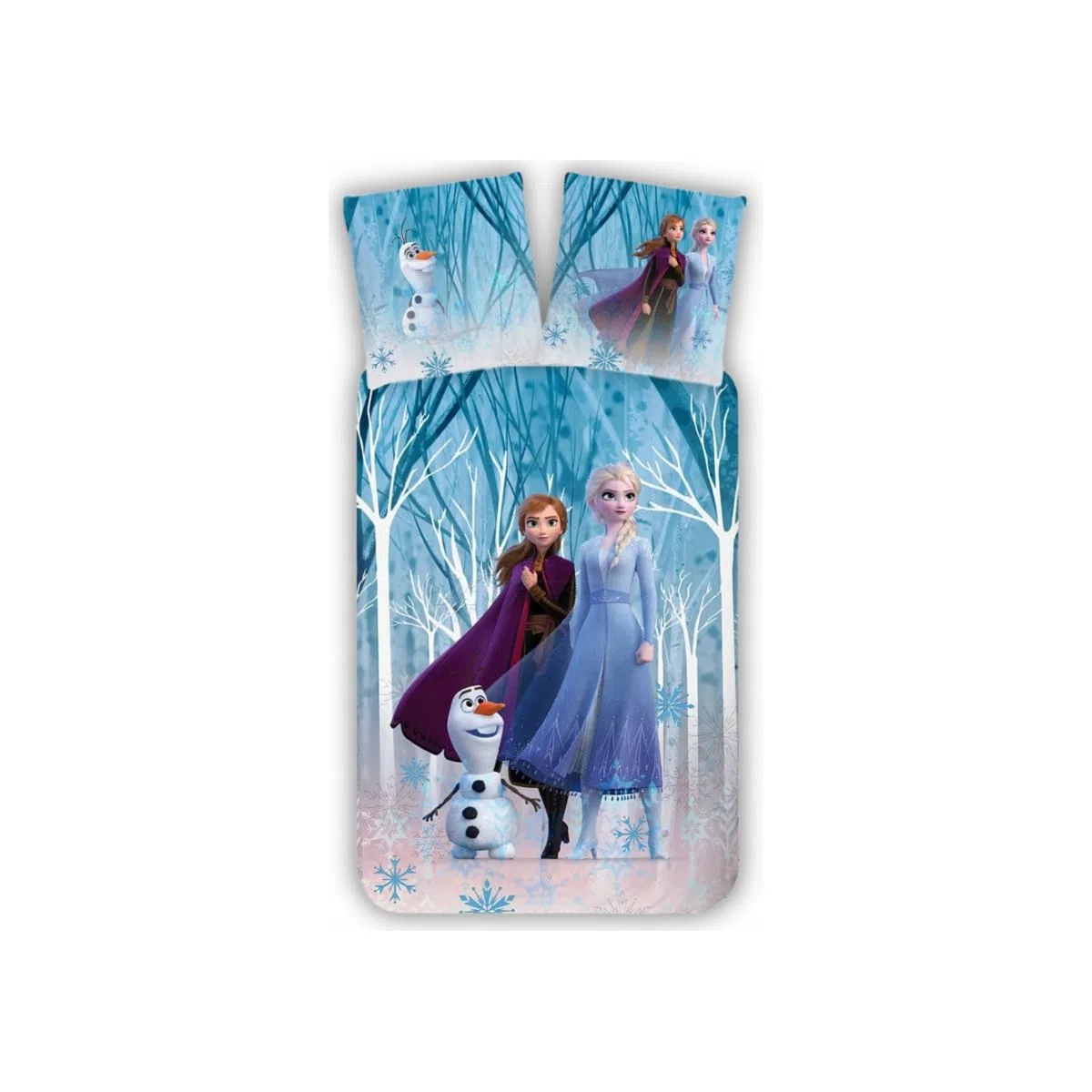 Frozen Bosque Funda Nórdica Bebé 100x135 + Funda Almohada Olaf Elsa Anna | Ropa de cama bebé reversible | Algodón natural suave transpirable | Disney | Niña 0-3 | Cuna | Regalo | Lavable a máquina